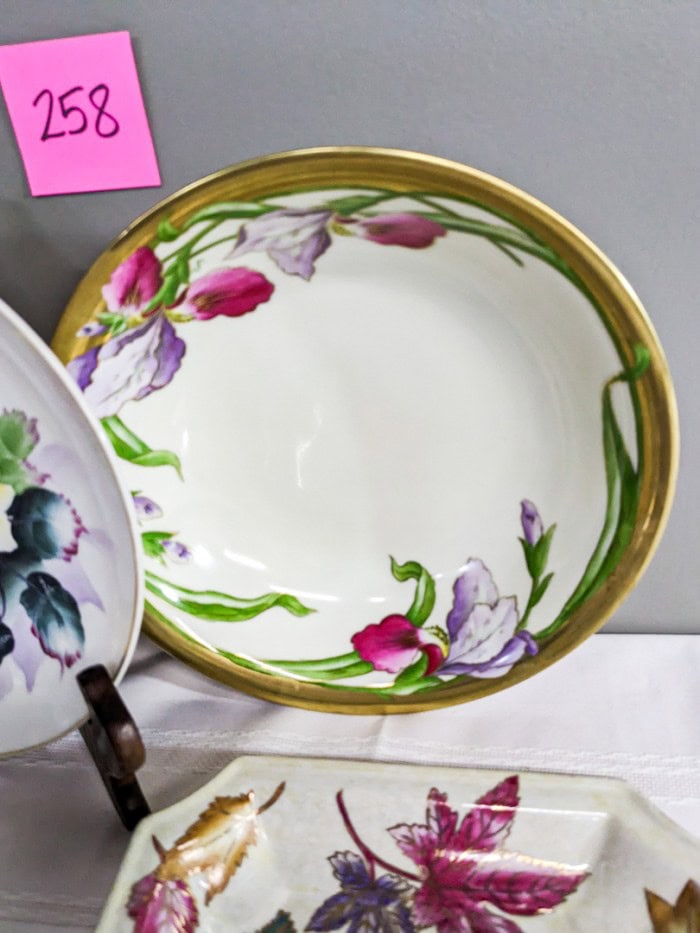 258. (2) Bowls, Divided Glass Tray, Vase + Hand Painted Plate - Image 9