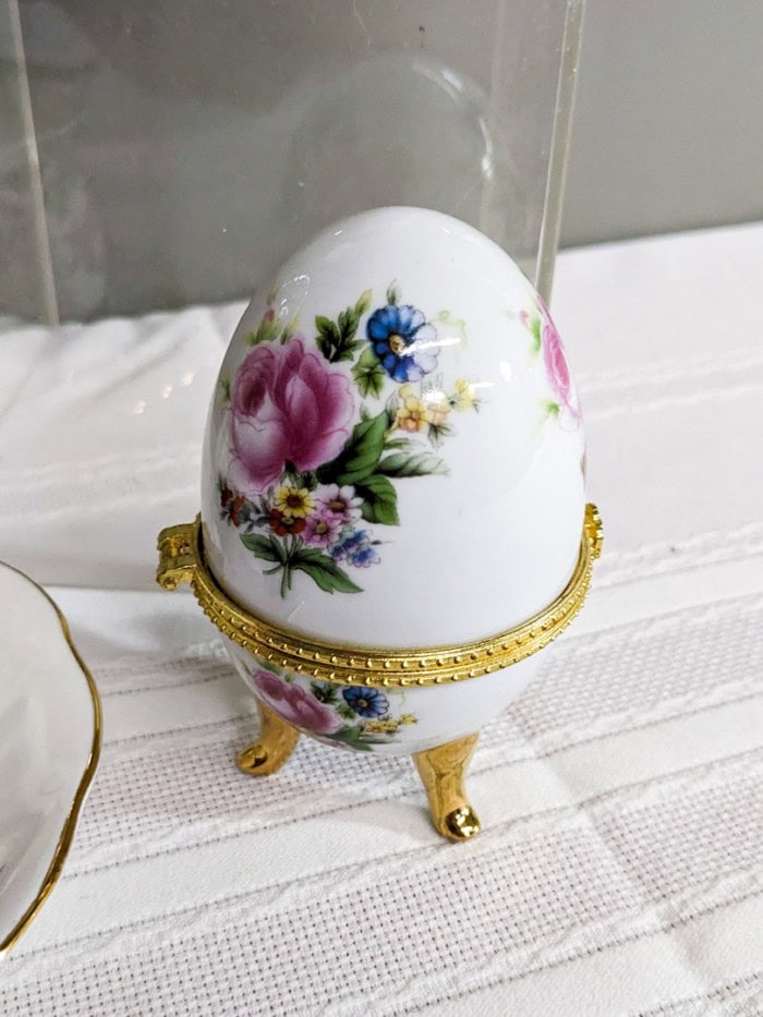 261. Lenox Clock, Glass Platter, Teapot, Teacup/Saucer, Divided Dish + Egg - Image 6