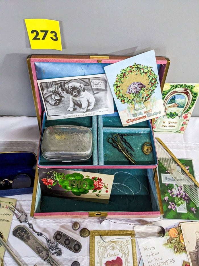 273. Political Buttons, Tin Photographs, Glasses, Trinket Box + Collectibles - Image 3