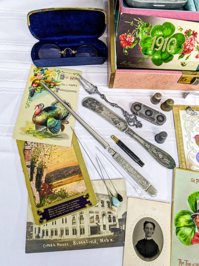 273. Political Buttons, Tin Photographs, Glasses, Trinket Box + Collectibles - Image 4