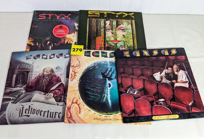 279. (3) Kansas + (2) STYX Albums