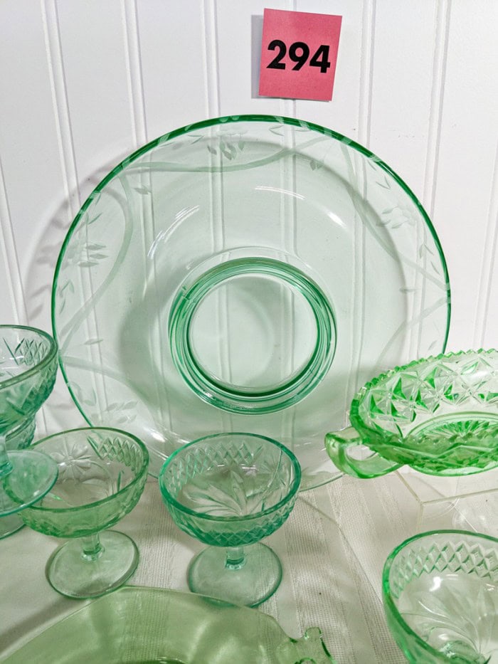 294. Green Uranium & Depression Glass Dishes - Image 6