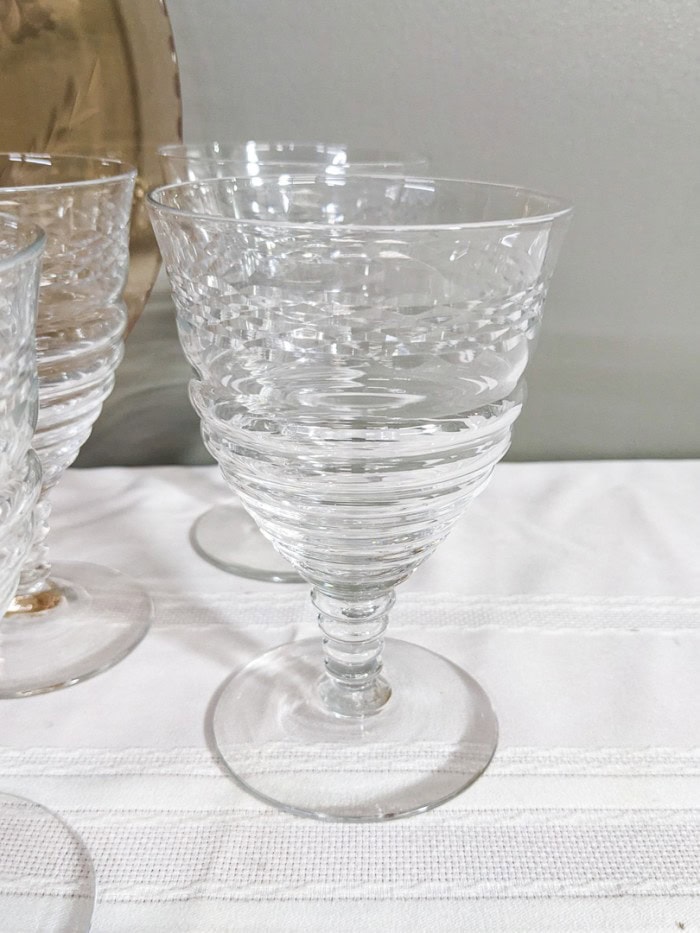 295. Amber Depression Glass Dishes + (10) Glasses - Image 2