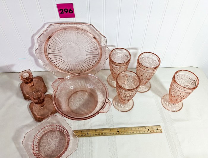 296. Pink Depression Glass Dishes - Image 8