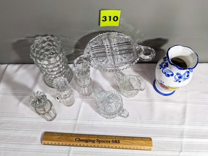 310. (3) Jars, Spooner, Creamer + Sugar, Divided Dish + Vase - Image 8