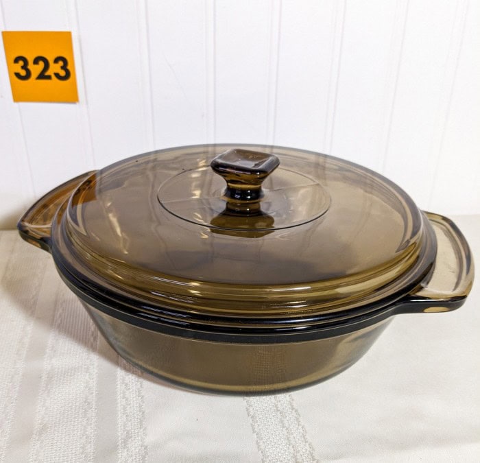 323. Pyrex Golden Acorn Dish + Brown Dish - Image 5