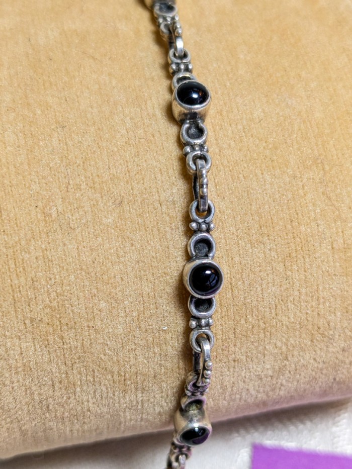 215. 7" Sterling Silver + Onyx Bracelet - Image 3