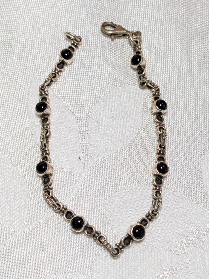 215. 7" Sterling Silver + Onyx Bracelet - Image 4