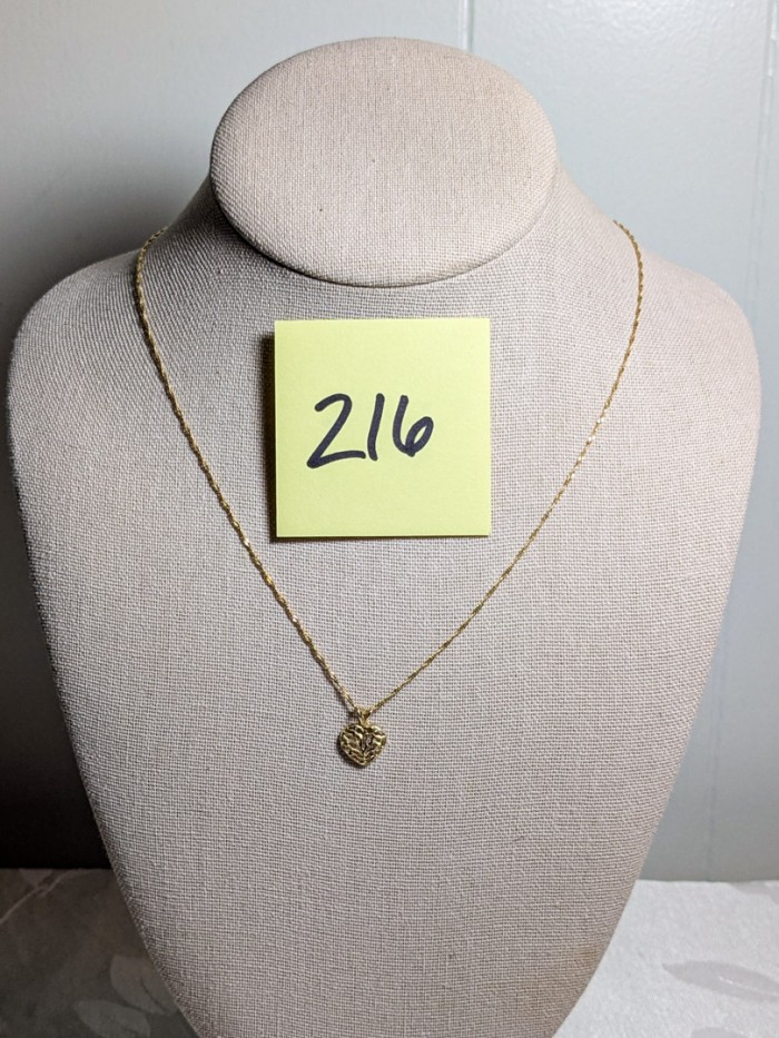 216. 22" 14K Gold Chain + 14K Gold Heart Charm - Image 2