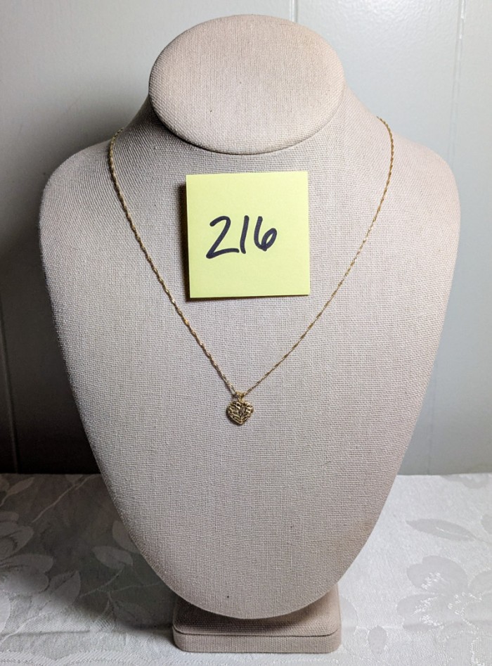 216. 22" 14K Gold Chain + 14K Gold Heart Charm