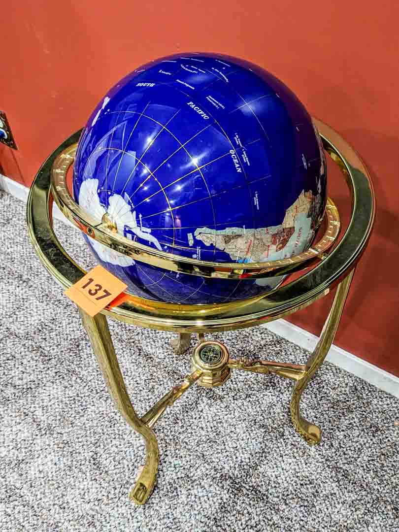 137. 38″ Inlaid Globe on Stand – Changing Spaces SRS