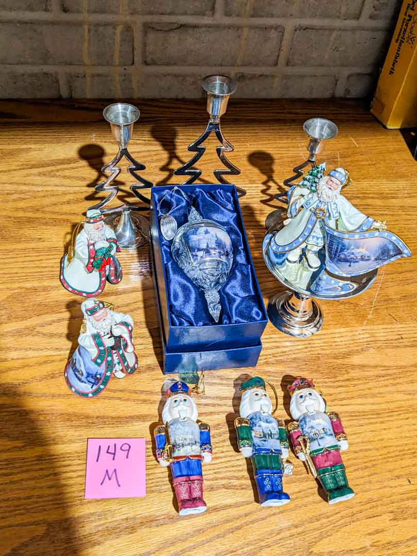 149M. Thomas Kinkade Ornaments, Candle Holders + Decor