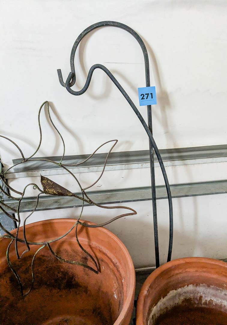 271. Terracotta Pots, Planters, (2) Shepherd's Hooks, Bird Feeder + Decor - Image 3