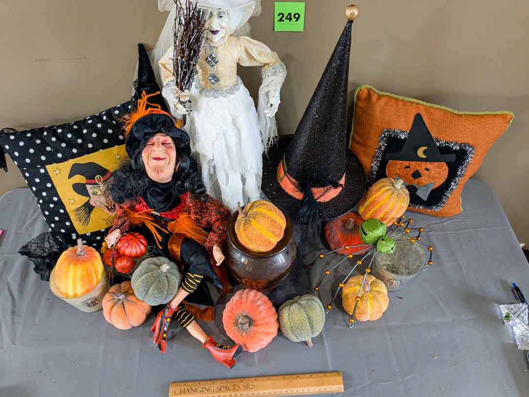 249. Halloween Lot - Figurines, Pillows, Pumpkins, Votive Holders + Decor - Image 3