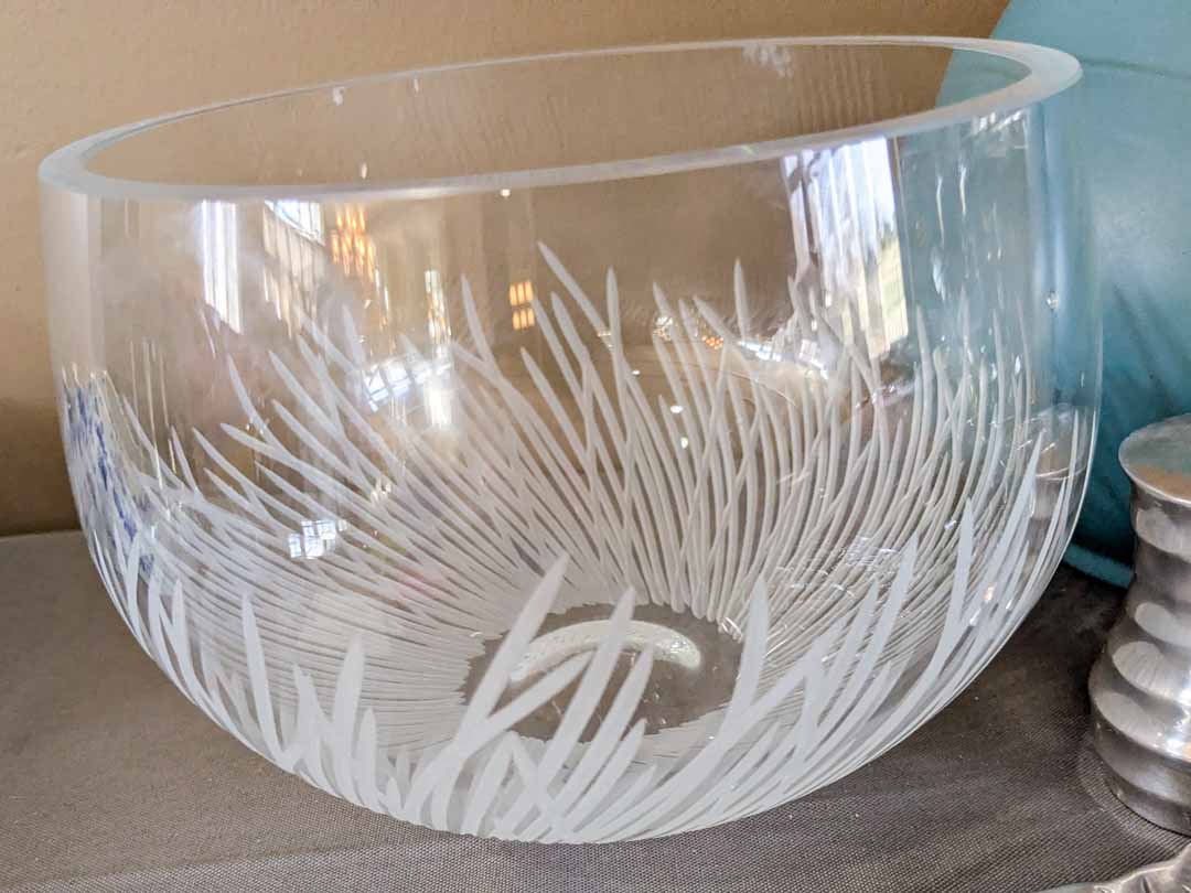 483. Nambe Bowl, Crystal Bowl, Pewter Trivet + Metal Serving Pcs. - Image 5