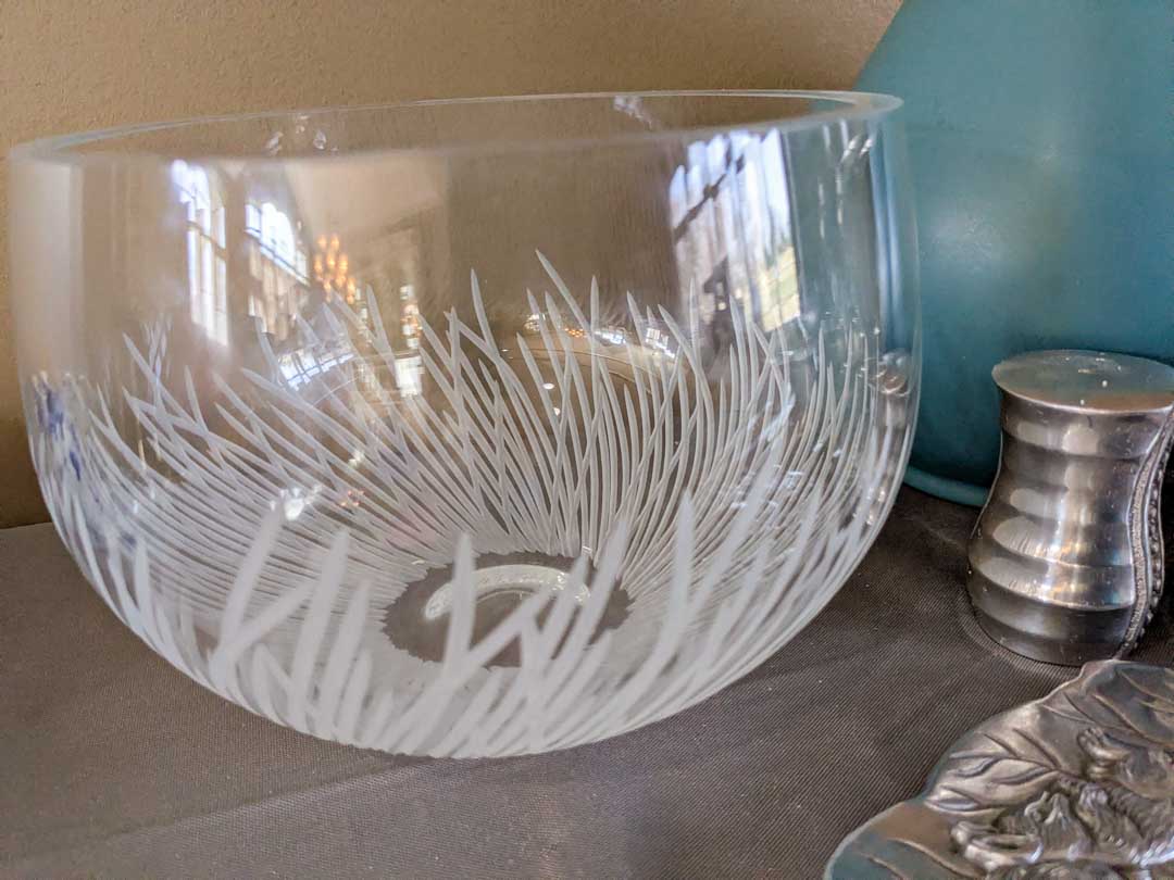 483. Nambe Bowl, Crystal Bowl, Pewter Trivet + Metal Serving Pcs. - Image 9