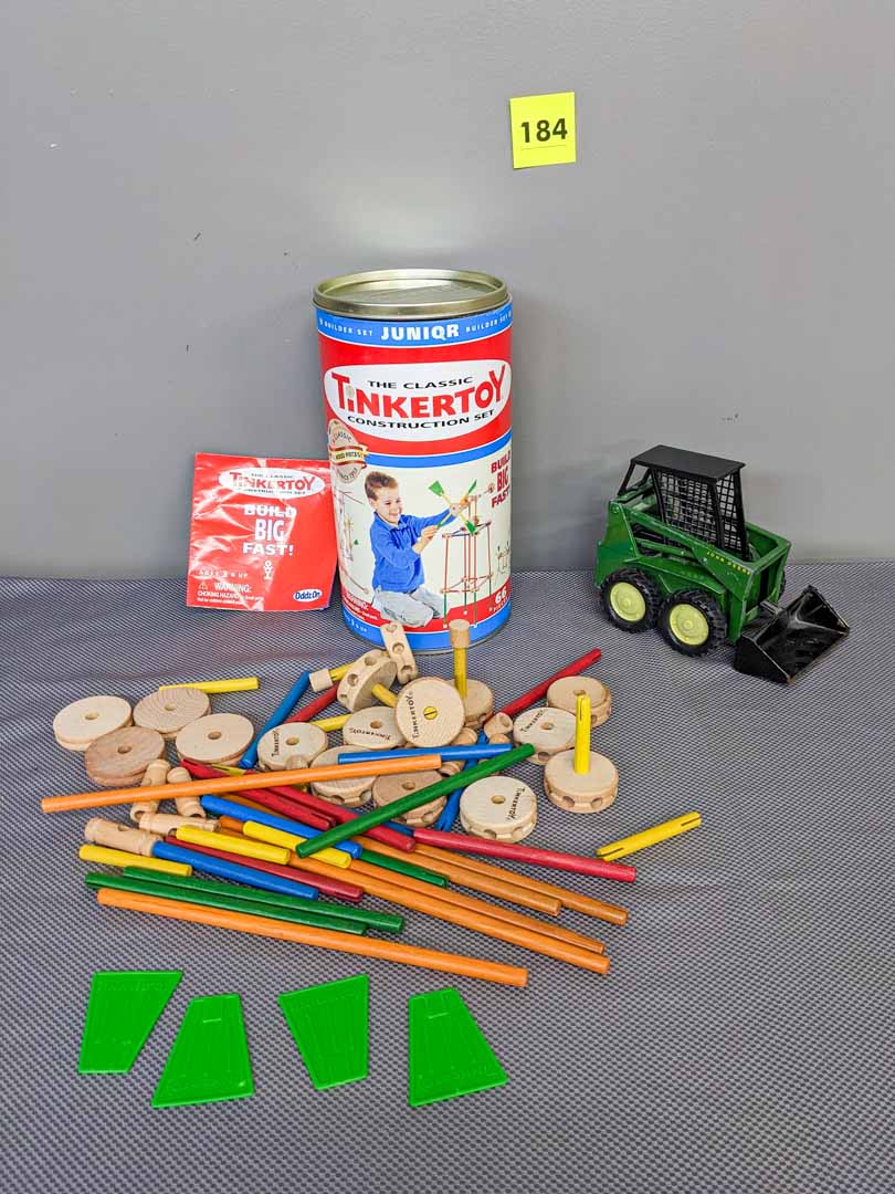 184. Metal Ertl John Deere Skid Steer + Tinker Toys