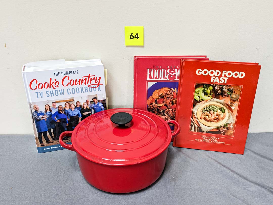 64. Le Creuset Dutch Oven + Cookbooks