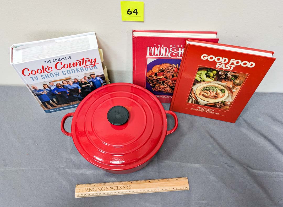 64. Le Creuset Dutch Oven + Cookbooks - Image 3