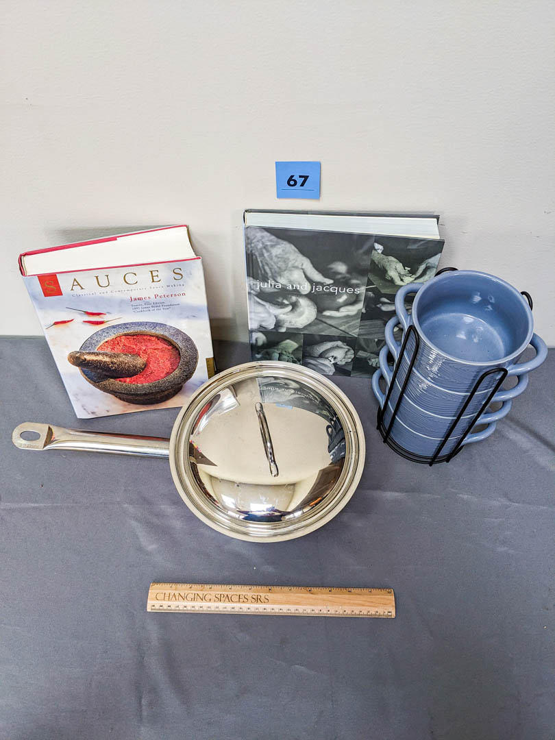 67. Covered Pan, (4) Soup Bowls + Cookbooks - Image 3