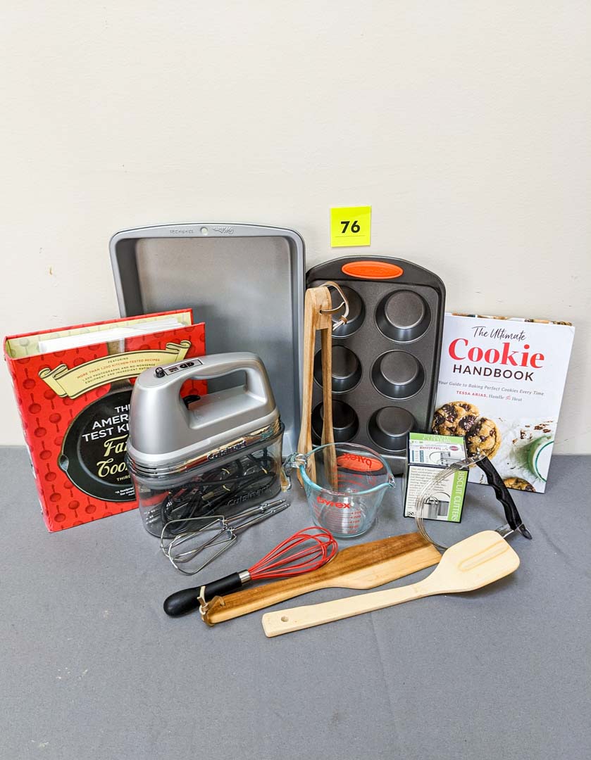 76. Cuisinart Hand Mixer, Baking Pans + Cookbooks