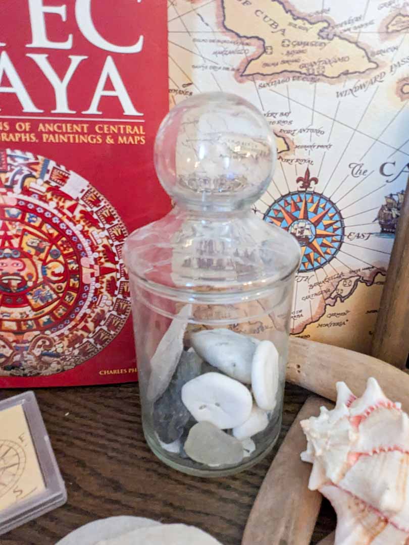 183. Map Art, (2) Books, Shells + Melted Metal - Image 5