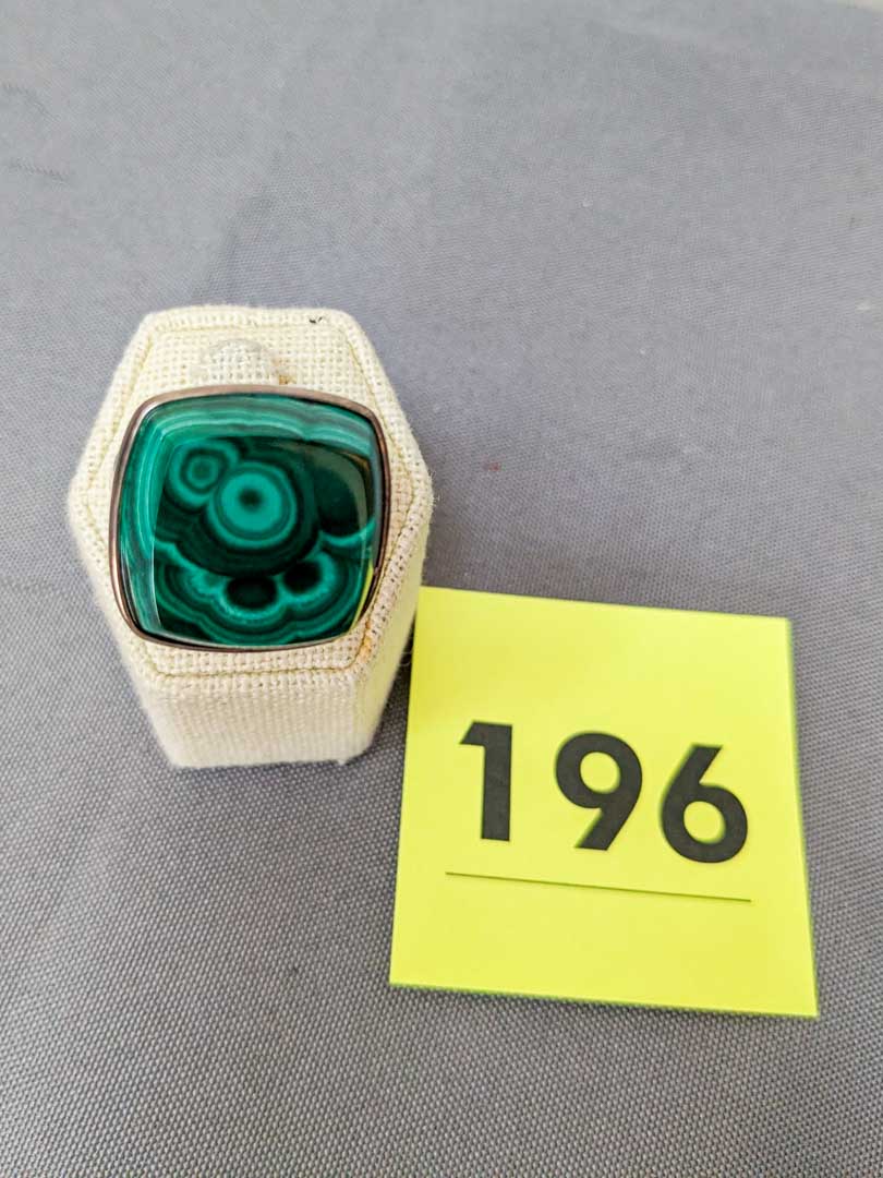 196. Sterling Silver + Malachite Ring - Size 10