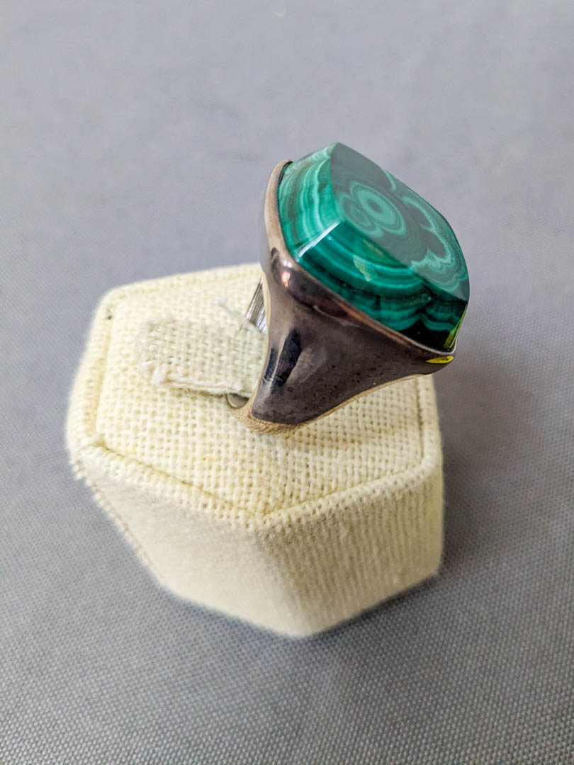 196. Sterling Silver + Malachite Ring - Size 10 - Image 2