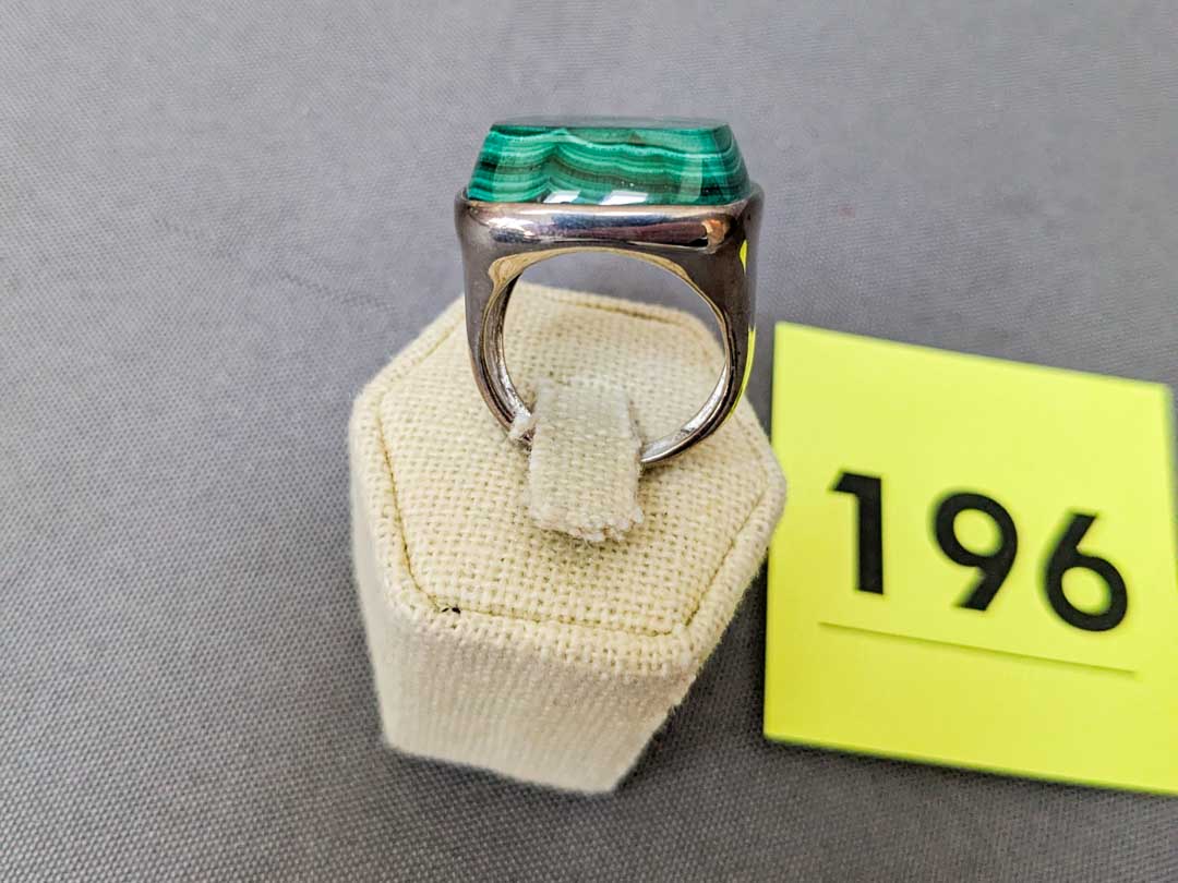 196. Sterling Silver + Malachite Ring - Size 10 - Image 3