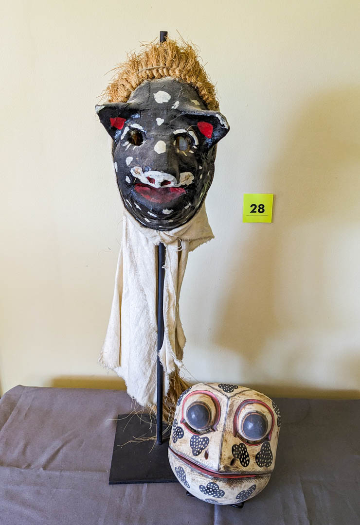 28. (2) Wood Animal Masks