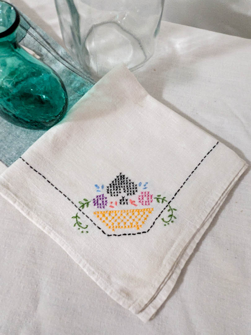 201. Vintage Glass Vase, (2) Jars + Linens - Image 4