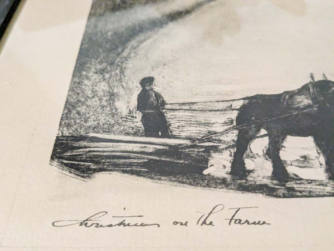 315. Christian on the Farm (signed), Basket, Shoe Stretchers, Basket, Flags + Books - Image 6