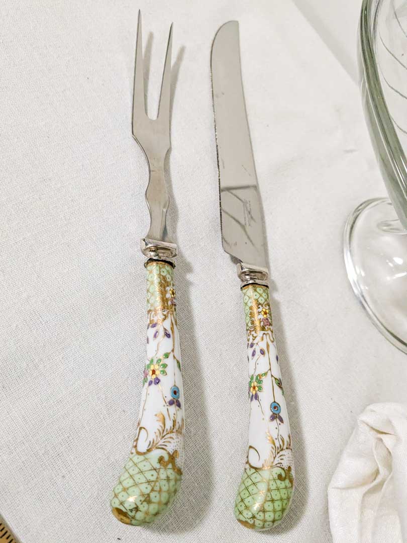 352. Cake Plate, Bowl, Knife + Fork and Tablecloth - Image 4