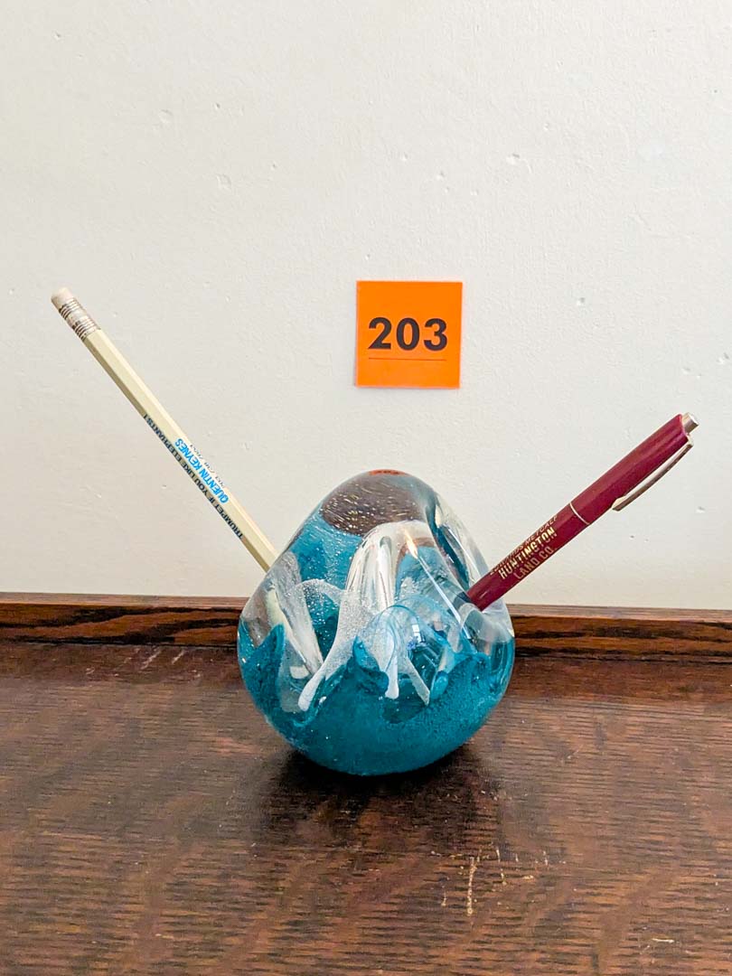203. Art Glass Paperweight Pen Holder