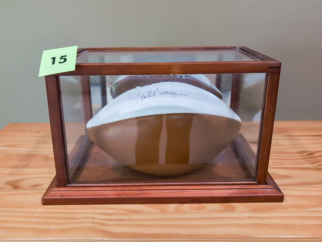 15.Gale Sayers Signed Wilson Football & Display case
