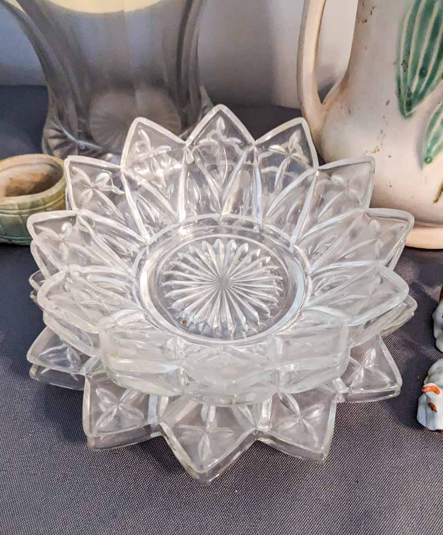 143. Glass Basket, McCoy Vase, Plates + Mini Collectibles