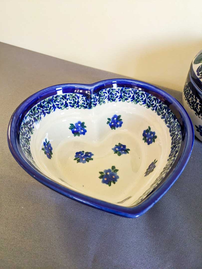 275. Polish Pottery Mugs, Apple Dish + Heart Dish - Image 4