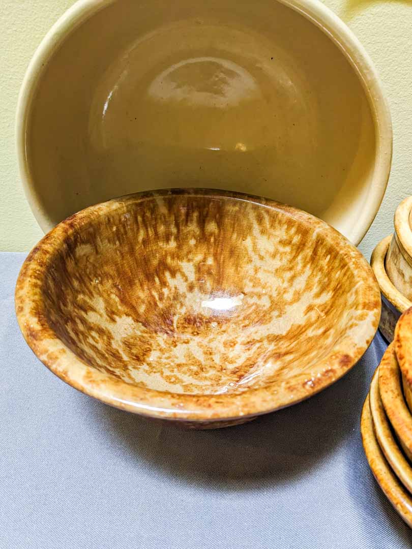 296. (10) Spongeware Bowls + Vintage Bowl - Image 2