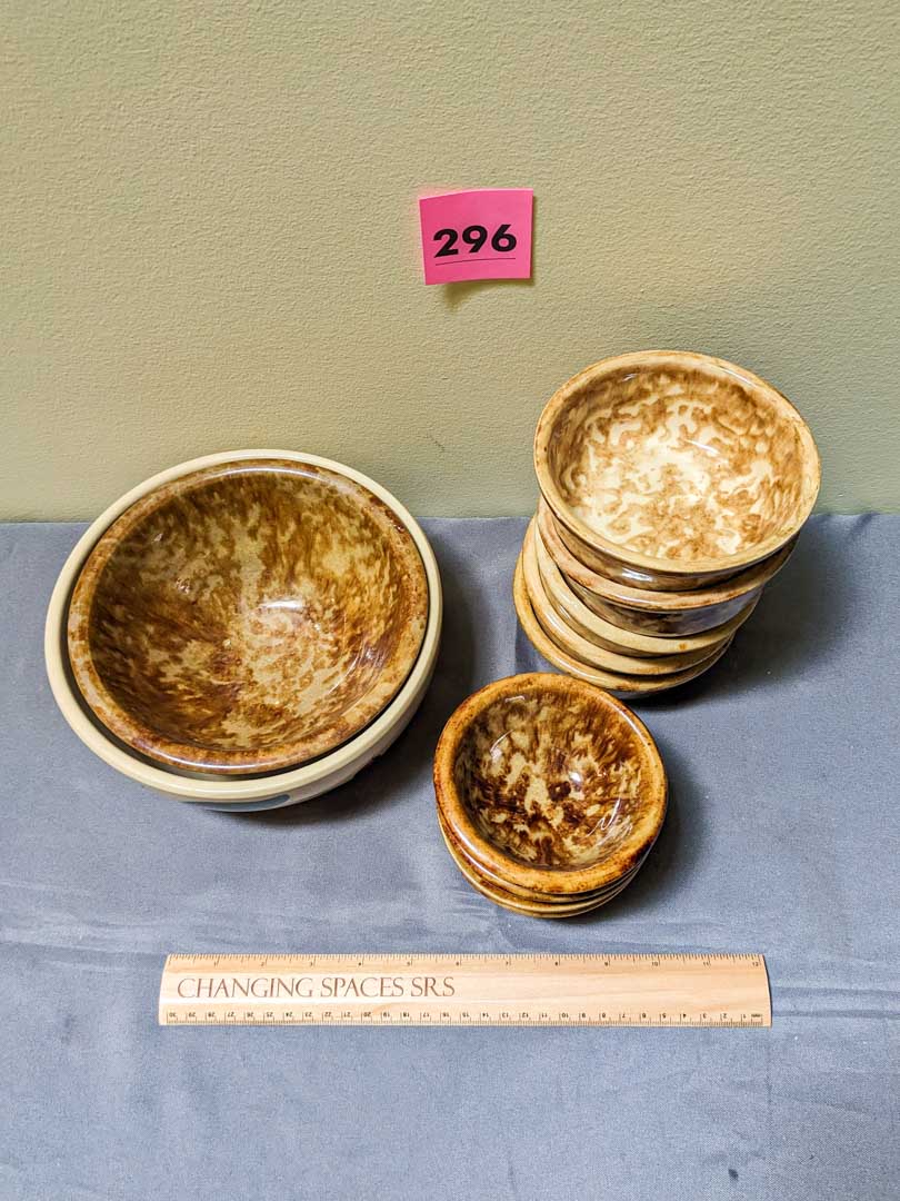 296. (10) Spongeware Bowls + Vintage Bowl - Image 3