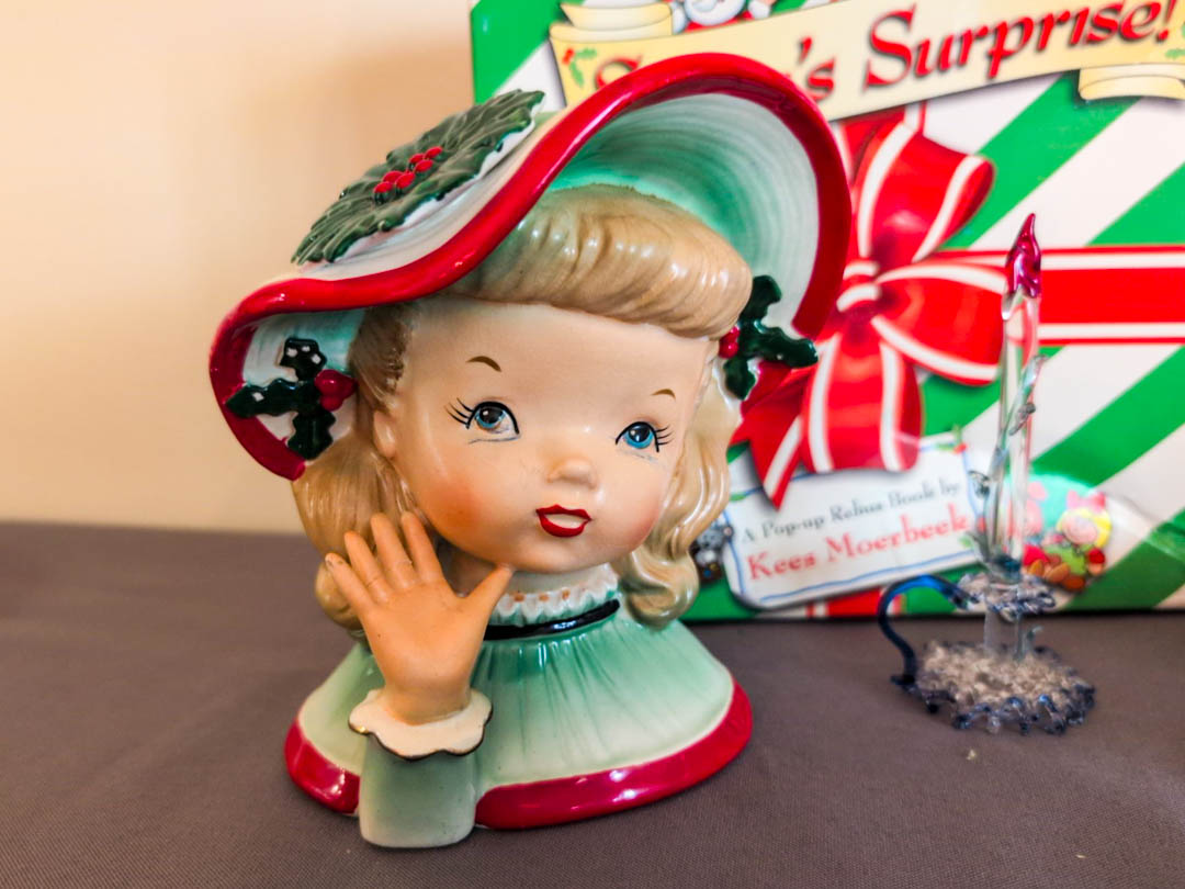 16. Vintage Napco and Lefton Christmas Head Vases, Books, Holiday Items + Decor - Image 2