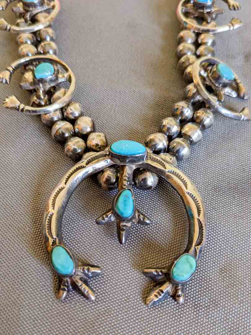 32. 24" Sterling + Turquoise Necklace - Image 4