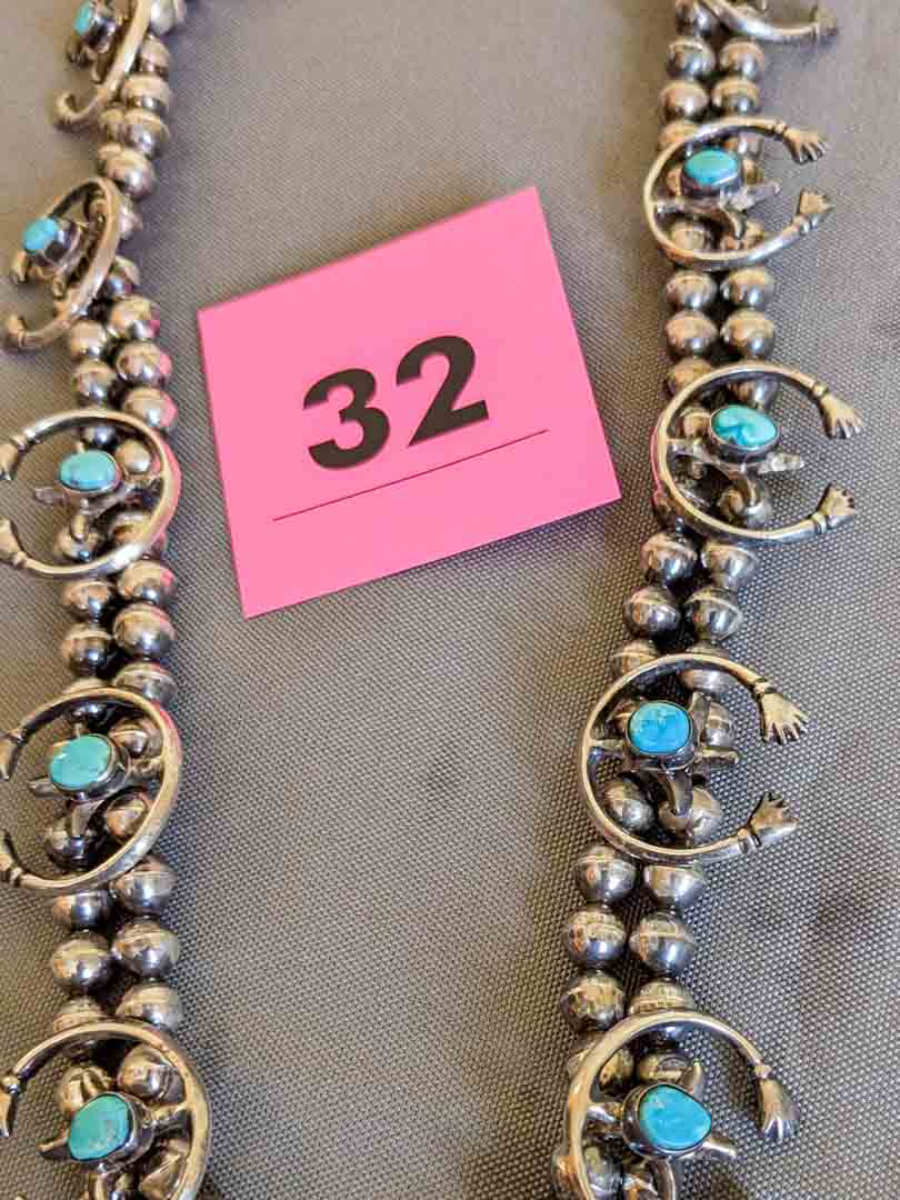 32. 24" Sterling + Turquoise Necklace - Image 3