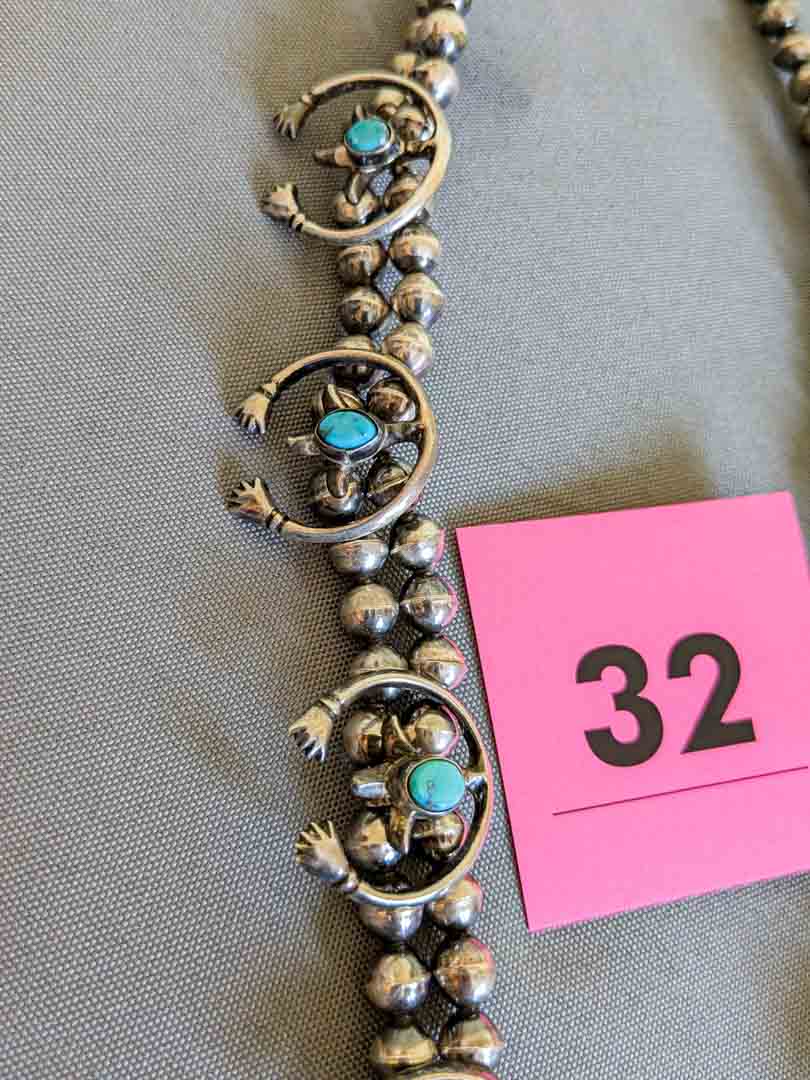 32. 24" Sterling + Turquoise Necklace - Image 5