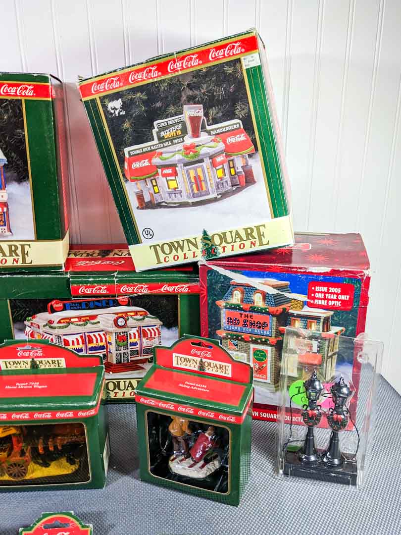 159. Coca-Cola Christmas Village Buildings + Accessories - Image 3