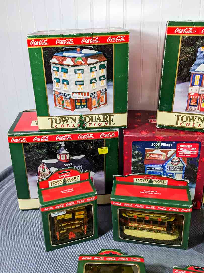 159. Coca-Cola Christmas Village Buildings + Accessories - Image 5