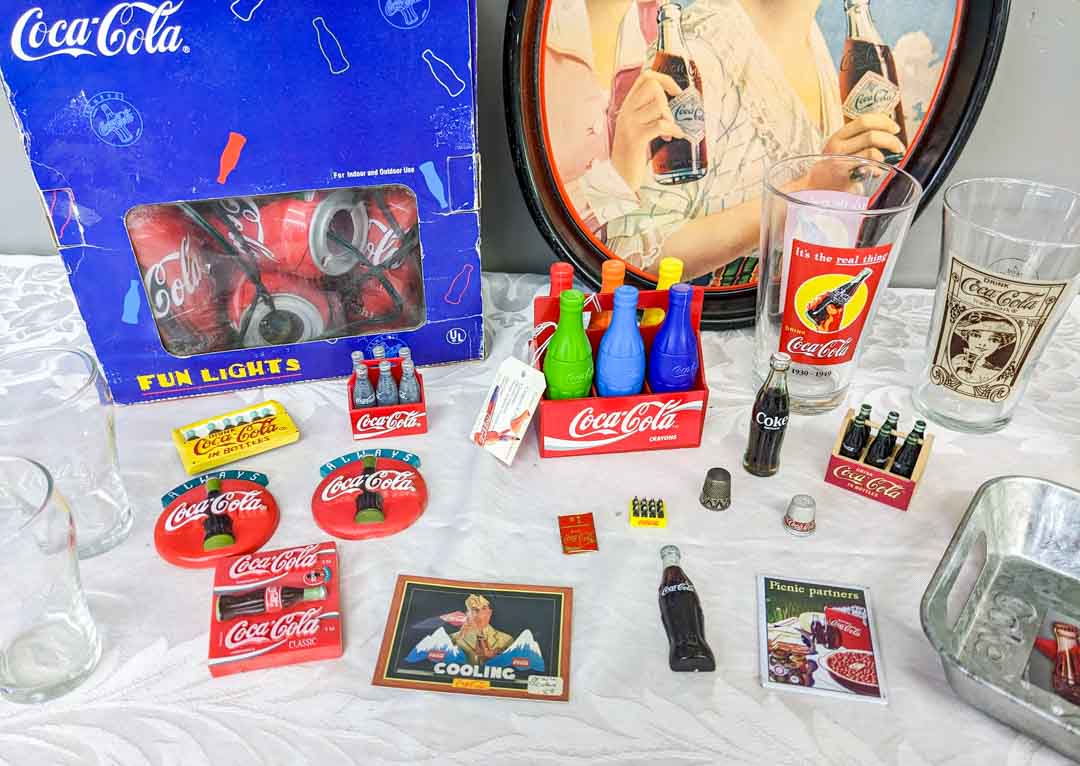 169. Coca-Cola Fun Lights, (2) Trays, Puzzle, Glasses, Magnets, +