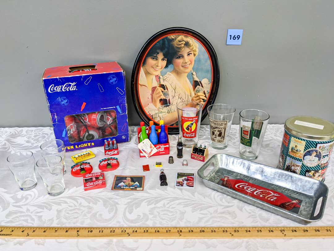 169. Coca-Cola Fun Lights, (2) Trays, Puzzle, Glasses, Magnets, +