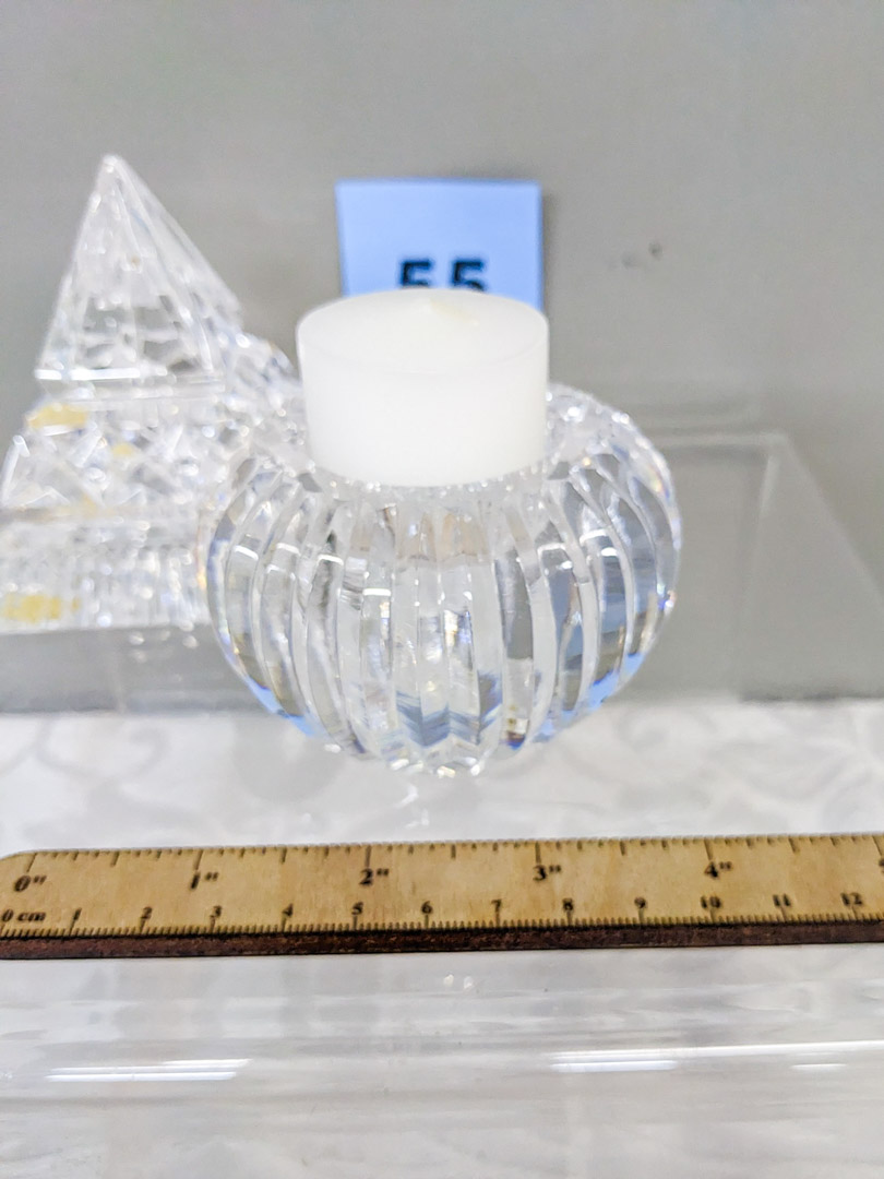 55. 3" Waterford Crystal Pyramid + 2" Waterford Candle Holder - Image 2