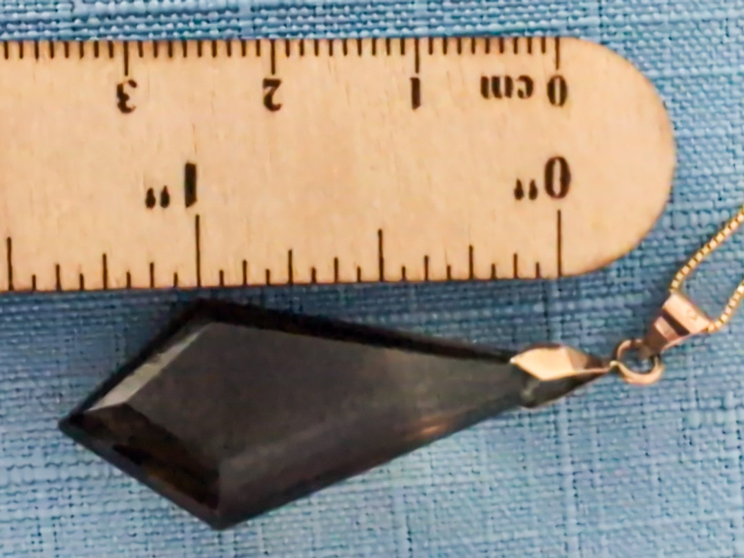 153. Smokey Quartz Pendant marked K14 + 16" Chain marked 14K Italy - Image 6