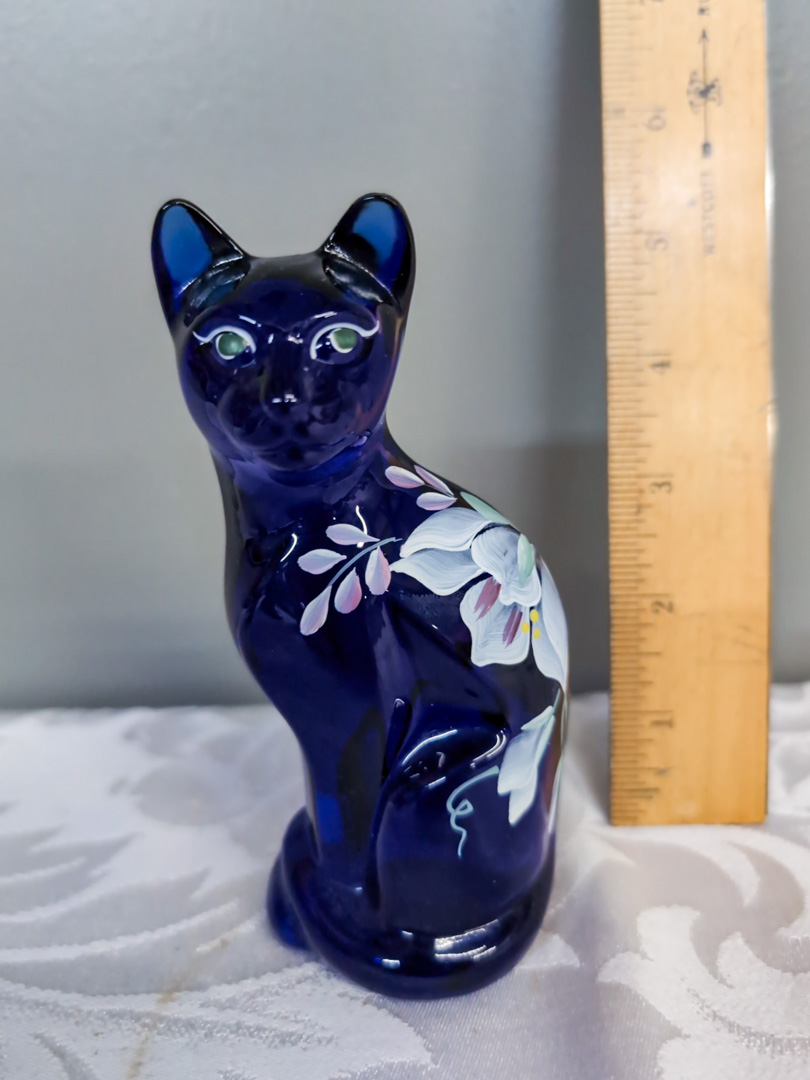 126. Fenton Ruffled Bowl + Cat, Bohemia Vase - Image 3